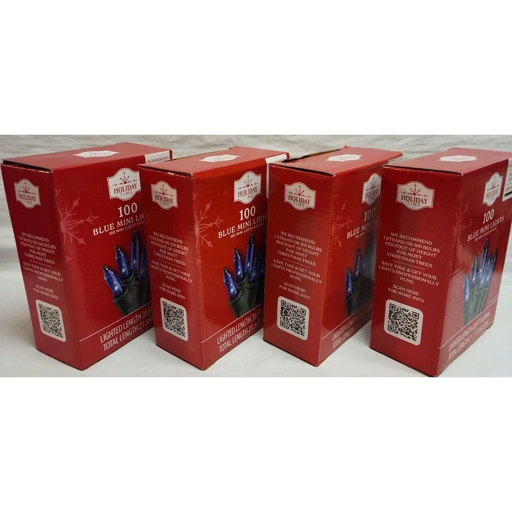 4 Box Holiday Time 100ct Mini Blue String Light 20ft Green Cord Christmas Easter
